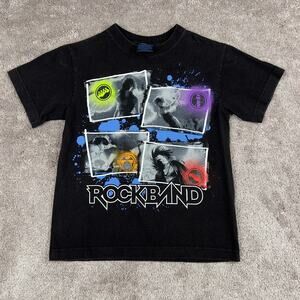 Rock Band Video Game Graphic T-shirt Size 6/7 Black Kids 2010 Gaming Nostalgia
